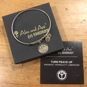 Alex and Ani Turn Peace Up Silver Bangle